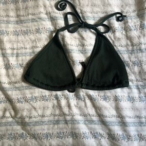 Zaful Olive Ribbed Bikini Top